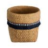 GloboStar® GloboStar® Artificial Garden GUATEMALA 20503 Διακοσμητικό Κεραμικό Κασπώ Γλάστρα - Flower Pot Καφέ με Μπλε Υφασμάτινη Κορδέλα και Λευκές - Κόκκινες Λεπτομέρειες Φ16.5 x Υ15.5cm