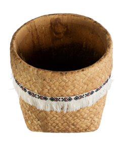 Alternative view of GloboStar® Artificial Garden MONTANA 20504 Διακοσμητικό Κεραμικό Κασπώ Γλάστρα - Flower Pot Καφέ με Λευκή Υφασμάτινη Κορδέλα και Μαύρες - Κόκκινες Λεπτομέρειες Φ16.5 x Υ15.5cm