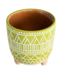 GloboStar® Artificial Garden KENYA 20507 Διακοσμητικό Κεραμικό Κασπώ Γλάστρα - Flower Pot Πράσινο με Λευκό Φ16 x Υ16cm 10 20507 3