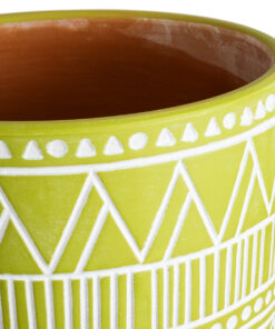 GloboStar® Artificial Garden KENYA 20507 Διακοσμητικό Κεραμικό Κασπώ Γλάστρα - Flower Pot Πράσινο με Λευκό Φ16 x Υ16cm 12 20507 5