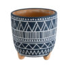 GloboStar® GloboStar® Artificial Garden MUMBAI 20508 Διακοσμητικό Κεραμικό Κασπώ Γλάστρα - Flower Pot Μπλε με Λευκό Φ16 x Υ16.5cm