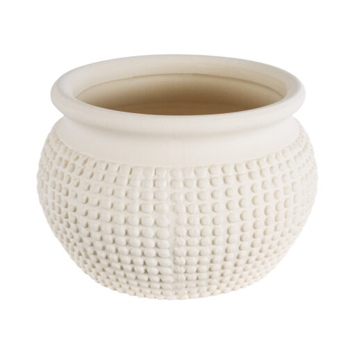 GloboStar® GloboStar® Artificial Garden MORELIA 20510 Διακοσμητικό Κεραμικό Κασπώ Γλάστρα - Flower Pot Μπεζ Φ19 x Υ13cm