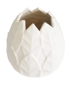 Alternative view of GloboStar® Artificial Garden FLORES 20511 Διακοσμητικό Κεραμικό Κασπώ Γλάστρα - Flower Pot Λευκό Φ15 x Υ16cm