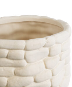 GloboStar® Artificial Garden UBUD 20512 Διακοσμητικό Κεραμικό Κασπώ Γλάστρα - Flower Pot Λευκό Φ15.5 x Υ15cm 13 20512 5