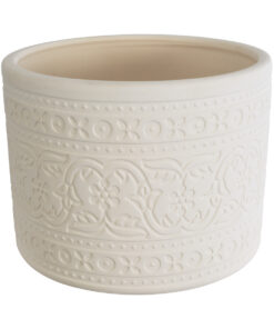 GloboStar® GloboStar® Artificial Garden BERATAN 20514 Διακοσμητικό Κεραμικό Κασπώ Γλάστρα - Flower Pot Λευκό Φ19 x Υ16cm