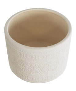 Alternative view of GloboStar® Artificial Garden BERATAN 20514 Διακοσμητικό Κεραμικό Κασπώ Γλάστρα - Flower Pot Λευκό Φ19 x Υ16cm