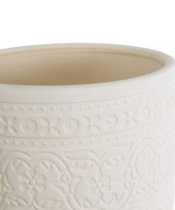 GloboStar® Artificial Garden BERATAN 20514 Διακοσμητικό Κεραμικό Κασπώ Γλάστρα - Flower Pot Λευκό Φ19 x Υ16cm 13 20514 5