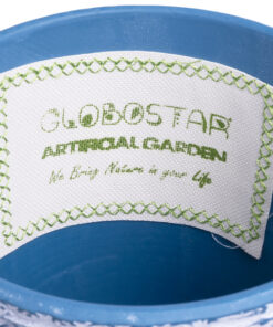 GloboStar® Artificial Garden CASABLANCA 20517 Διακοσμητικό Κεραμικό Κασπώ Γλάστρα - Flower Pot Λευκό με Μπλε Φ14 x Υ13cm 13 20517 6