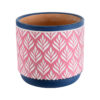 GloboStar® GloboStar® Artificial Garden BOMBAY 20521 Διακοσμητικό Κεραμικό Κασπώ Γλάστρα - Flower Pot Ροζ με Λευκό και Μπλε Φ14.5 x Υ13cm