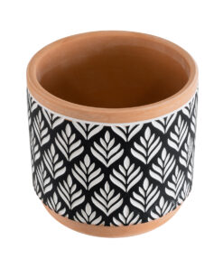 Alternative view of GloboStar® Artificial Garden AGRA 20522 Διακοσμητικό Κεραμικό Κασπώ Γλάστρα - Flower Pot Μαύρο με Λευκό και Μπεζ Φ14.5 x Υ13cm