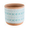 GloboStar® GloboStar® Artificial Garden DELHI 20523 Διακοσμητικό Κεραμικό Κασπώ Γλάστρα - Flower Pot Γαλάζιο με Λευκό και Μπεζ Φ14.5 x Υ13cm