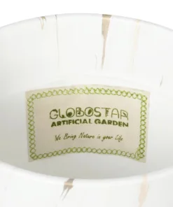 GloboStar® Artificial Garden DENPASAR 20526 Διακοσμητική Κεραμική Γλάστρα Λευκή με Χρυσό Μ20 x Π20 x Υ21 cm 16 20526 9
