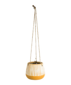GloboStar® GloboStar® Artificial Garden BUBASTIS 20528 Κρεμαστό Διακοσμητικό Κεραμικό Κασπώ Γλάστρα - Flower Pot Πορτοκαλί με Λευκό Φ13 x Υ10.5cm