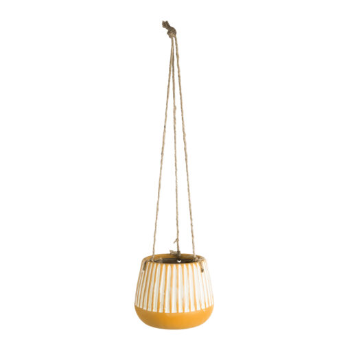 GloboStar® GloboStar® Artificial Garden BUBASTIS 20528 Κρεμαστό Διακοσμητικό Κεραμικό Κασπώ Γλάστρα - Flower Pot Πορτοκαλί με Λευκό Φ13 x Υ10.5cm