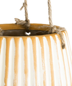 GloboStar® Artificial Garden BUBASTIS 20528 Κρεμαστό Διακοσμητικό Κεραμικό Κασπώ Γλάστρα - Flower Pot Πορτοκαλί με Λευκό Φ13 x Υ10.5cm 13 20528 5