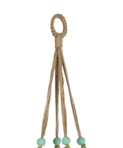 GloboStar® Artificial Garden PUEBLO 20532 Διακοσμητική Κεραμική Γλάστρα Λευκή με Μακραμέ Μ13 x Π13 x Υ12 cm 11 20532 5