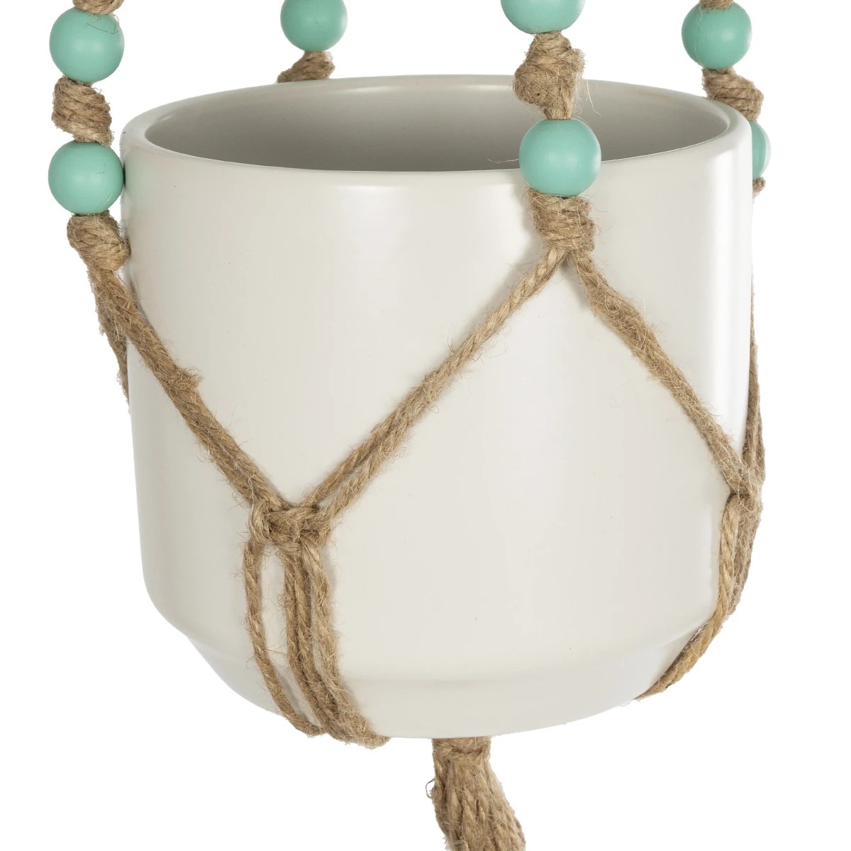 GloboStar® Artificial Garden PUEBLO 20532 Διακοσμητική Κεραμική Γλάστρα Λευκή με Μακραμέ Μ13 x Π13 x Υ12 cm 7 GloboStar® Artificial Garden PUEBLO 20532 Διακοσμητική Κεραμική Γλάστρα Λευκή με Μακραμέ Μ13 x Π13 x Υ12 cm - Image 6