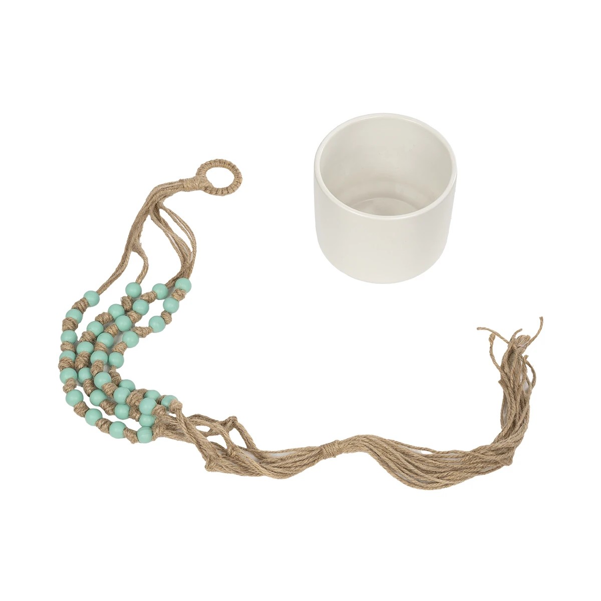 GloboStar® Artificial Garden PUEBLO 20532 Διακοσμητική Κεραμική Γλάστρα Λευκή με Μακραμέ Μ13 x Π13 x Υ12 cm 8 GloboStar® Artificial Garden PUEBLO 20532 Διακοσμητική Κεραμική Γλάστρα Λευκή με Μακραμέ Μ13 x Π13 x Υ12 cm - Image 7