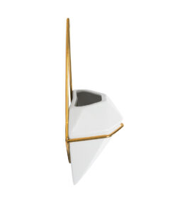 GloboStar® Artificial Garden LOUVRE 20533 Διακοσμητικό Κεραμικό Κασπώ Γλάστρα - Flower Pot Λευκό με Χρυσό Μ15 x Π8 x Υ24cm 19 20533 7