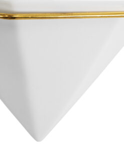 GloboStar® Artificial Garden LOUVRE 20534 Διακοσμητικό Κεραμικό Κασπώ Γλάστρα - Flower Pot Λευκό με Χρυσό Μ20 x Π10.5 x Υ30cm 22 20534 10