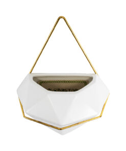 GloboStar® Artificial Garden LOUVRE 20534 Διακοσμητικό Κεραμικό Κασπώ Γλάστρα - Flower Pot Λευκό με Χρυσό Μ20 x Π10.5 x Υ30cm 18 20534 6