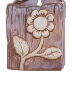 GloboStar® Artificial Garden BILBAO 20535 Διακοσμητική Κεραμική Επιτοίχια Γλάστρα Καφέ με Μπεζ Λεπτομέρειες Μ13 x Π10 x Υ17cm 10 20535 4