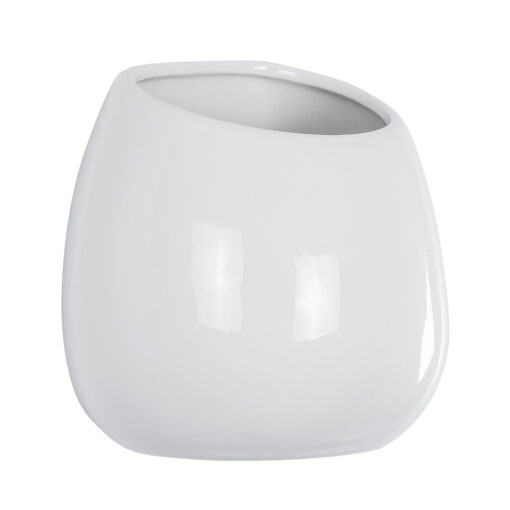 GloboStar® GloboStar® Artificial Garden GRENADA 20537 Διακοσμητική Κεραμική Γλάστρα Λευκή Φ12 x Υ13