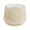 GloboStar® GloboStar® Artificial Garden SILEMA 20540 Διακοσμητικό Κεραμικό Κασπώ Γλάστρα - Flower Pot Λευκό με Μπεζ Φ11.5 x Υ9.5cm
