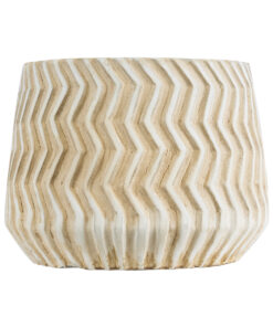 GloboStar® Artificial Garden SILEMA 20540 Διακοσμητικό Κεραμικό Κασπώ Γλάστρα - Flower Pot Λευκό με Μπεζ Φ11.5 x Υ9.5cm 13 20540 4