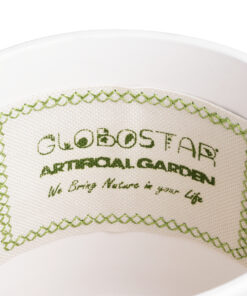 GloboStar® Artificial Garden PUERTO RICO 20542 Διακοσμητικό Κεραμικό Κασπώ Γλάστρα - Flower Pot Λευκό με Μπεζ Ξύλο Φ16 x Υ16cm 13 20542 6