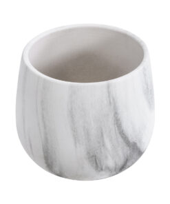 Alternative view of GloboStar® Artificial Garden CASTELLO 20549 Διακοσμητικό Κεραμικό Κασπώ Γλάστρα - Flower Pot Λευκό με Μαύρες Λεπτομέρειες Φ15 x Υ12cm