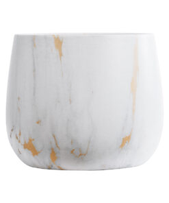 GloboStar® Artificial Garden NICE 20550 Διακοσμητικό Κεραμικό Κασπώ Γλάστρα - Flower Pot Λευκό με Χρυσές Λεπτομέρειες Φ15 x Υ12cm 11 20550 4
