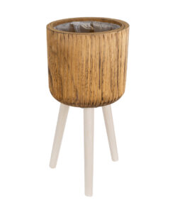 GloboStar® GloboStar® Artificial Garden JAMAICA 20554 Διακοσμητικό Ξύλινο Κασπώ Γλάστρα - Flower Pot Καφέ Φ22 x Υ46cm