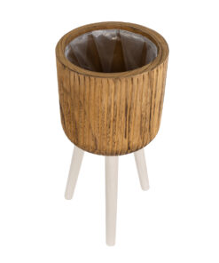 Alternative view of GloboStar® Artificial Garden JAMAICA 20554 Διακοσμητικό Ξύλινο Κασπώ Γλάστρα - Flower Pot Καφέ Φ22 x Υ46cm