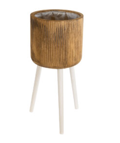 GloboStar® GloboStar® Artificial Garden JAMAICA 20555 Διακοσμητικό Ξύλινο Κασπώ Γλάστρα - Flower Pot Καφέ Φ27 x Υ61cm