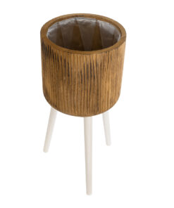 Alternative view of GloboStar® Artificial Garden JAMAICA 20555 Διακοσμητικό Ξύλινο Κασπώ Γλάστρα - Flower Pot Καφέ Φ27 x Υ61cm