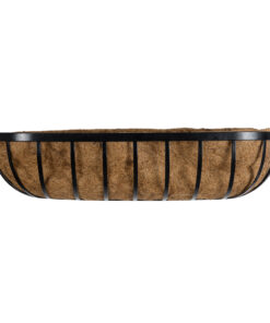 GloboStar® Artificial Garden SALAMINA 20561 Κρεμαστό Διακοσμητικό Κασπώ Γλάστρα - Flower Pot από Φλοιό Καρύδας Καφέ με Μαύρη Μεταλλική Βάση Μ76 x Π19 x Υ18cm 16 20561 4