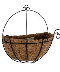 GloboStar® GloboStar® Artificial Garden KOUFONISIA 20562 Κρεμαστό Διακοσμητικό Κασπώ Γλάστρα - Flower Pot από Φλοιό Καρύδας Καφέ με Μαύρη Μεταλλική Βάση Φ30 x Υ33cm