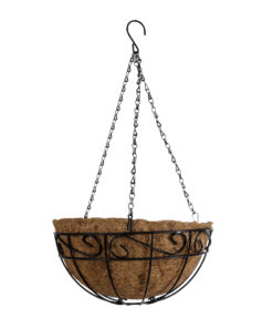 GloboStar® Artificial Garden KARYSTOS 20563 Κρεμαστό Διακοσμητικό Κασπώ Γλάστρα - Flower Pot από Φλοιό Καρύδας Καφέ με Μαύρη Μεταλλική Βάση Φ30 x Υ15cm 13 20563 4