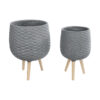 GloboStar® GloboStar® Artificial Garden LOUISIANA 20567 ΣΕΤ 2 Διακοσμητικά Πολυεστερικά Τσιμεντένιά Κασπώ Γλάστρες - Flower Pots Γκρι A:Φ36 x Υ54cm B:Φ32 x Υ49cm