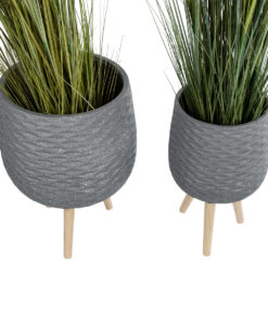GloboStar® Artificial Garden LOUISIANA 20567 ΣΕΤ 2 Διακοσμητικά Πολυεστερικά Τσιμεντένιά Κασπώ Γλάστρες - Flower Pots Γκρι A:Φ36 x Υ54cm B:Φ32 x Υ49cm 14 20567 4