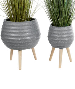 Alternative view of GloboStar® Artificial Garden MARYLAND 20568 ΣΕΤ 2 Διακοσμητικά Πολυεστερικά Τσιμεντένιά Κασπώ Γλάστρες - Flower Pots Γκρι A:Φ39 x Υ45cm B:Φ29 x Υ40cm