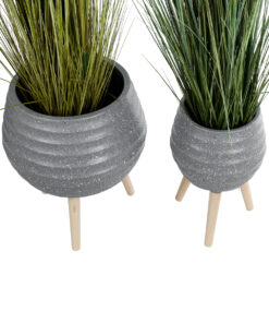 GloboStar® Artificial Garden MARYLAND 20568 ΣΕΤ 2 Διακοσμητικά Πολυεστερικά Τσιμεντένιά Κασπώ Γλάστρες - Flower Pots Γκρι A:Φ39 x Υ45cm B:Φ29 x Υ40cm 14 20568 4