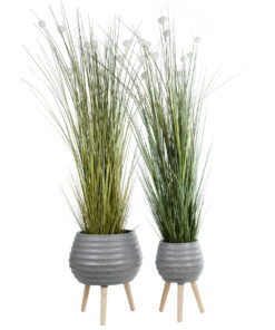 GloboStar® Artificial Garden MARYLAND 20568 ΣΕΤ 2 Διακοσμητικά Πολυεστερικά Τσιμεντένιά Κασπώ Γλάστρες - Flower Pots Γκρι A:Φ39 x Υ45cm B:Φ29 x Υ40cm 16 20568 6