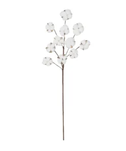 GloboStar® GloboStar® Artificial Garden COTTON BRANCH 20569 Τεχνητό Διακοσμητικό Κλαδί Βαμβάκι Μ30 x Π6 x Υ80 cm