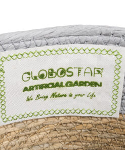 GloboStar® Artificial Garden SYROS 20571 Διακοσμητικό Πλεκτό Κασπώ Γλάστρα - Flower Pot Μπεζ με Γκρι Φ26 x Υ28cm 13 20571 6