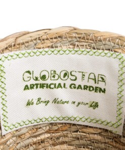 GloboStar® Artificial Garden SANTORINI 20572 Διακοσμητικό Πλεκτό Κασπώ Γλάστρα - Flower Pot Μπεζ με Λευκό Φ17 x Υ16cm 13 20572 6