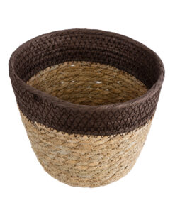Alternative view of GloboStar® Artificial Garden LEFKADA 20574 Διακοσμητικό Πλεκτό Κασπώ Γλάστρα - Flower Pot Μπεζ με Καφέ Φ18 x Υ15cm