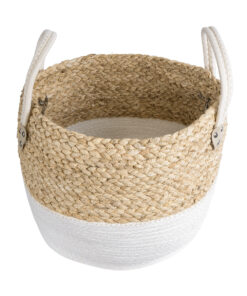 Alternative view of GloboStar® Artificial Garden NEVADA 20577 Διακοσμητικό Πλεκτό Κασπώ Γλάστρα - Flower Pot Μπεζ με Λευκό Φ33 x Υ28cm