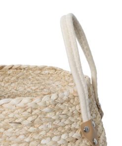 GloboStar® Artificial Garden CAROLINA 20579 Διακοσμητικό Πλεκτό Κασπώ Γλάστρα - Flower Pot Μπεζ με Καφέ και Λευκό Φ27 x Υ26cm 13 20579 5